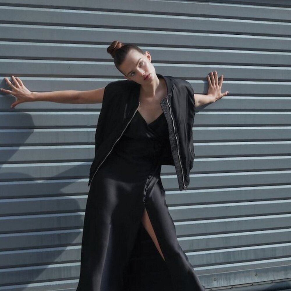 Zara Water & Wind Black Bomber Vest